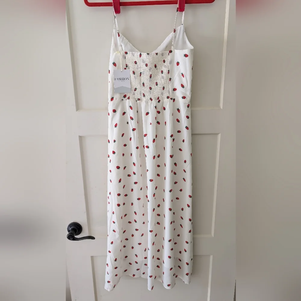 Cream Midi Dress with Red Print - Picture 4 of 6